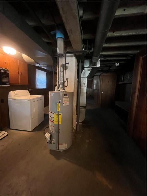 16 Winthrop St, Cranston, RI 02910 - below grade area featuring water heater and washing machine and clothes dryer