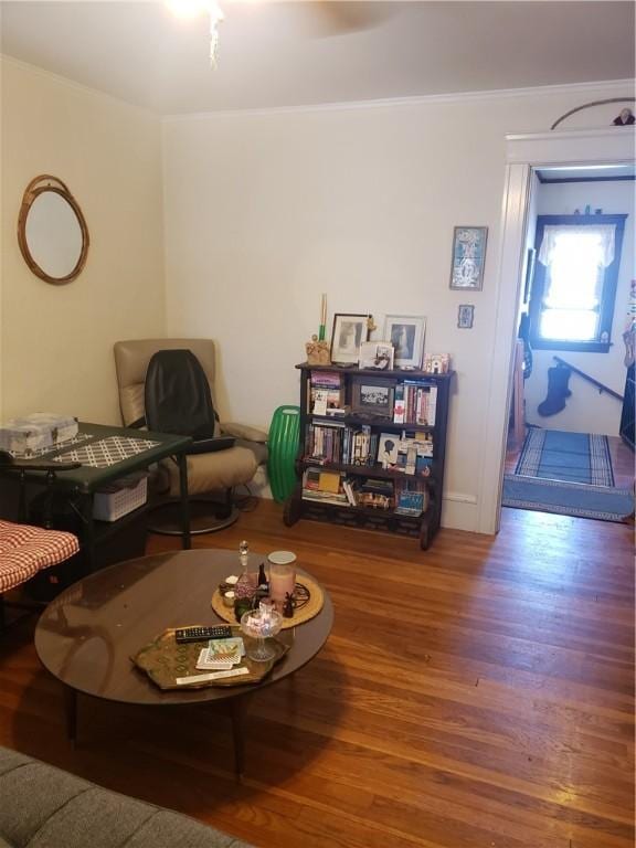 106 Langdon St, Providence, RI 02904 - living room featuring wood finished floors and crown molding