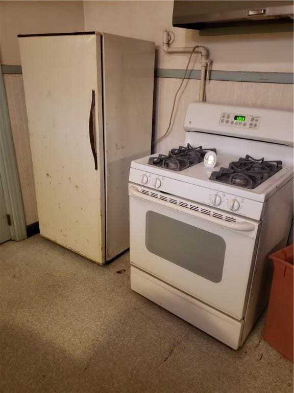 106 Langdon St, Providence, RI 02904 - kitchen with white appliances and ventilation hood