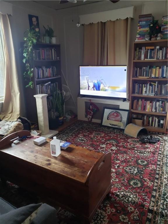 106 Langdon St, Providence, RI 02904 - living room featuring a ceiling fan