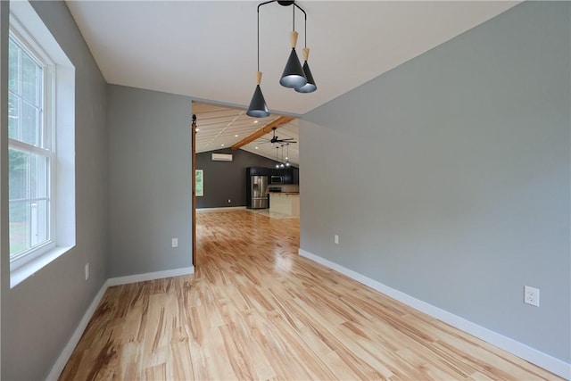 154 Foster Center Rd, Foster, RI 02825 - empty room featuring wood finished floors, vaulted ceiling, and a ceiling fan