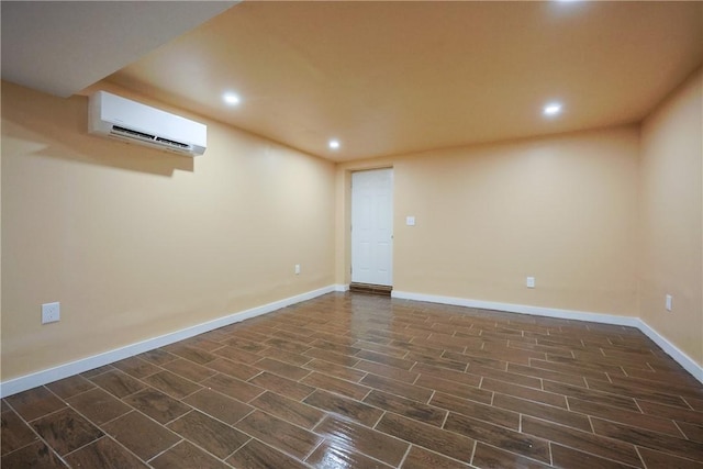 154 Foster Center Rd, Foster, RI 02825 - finished below grade area featuring recessed lighting, an AC wall unit, and dark wood finished floors