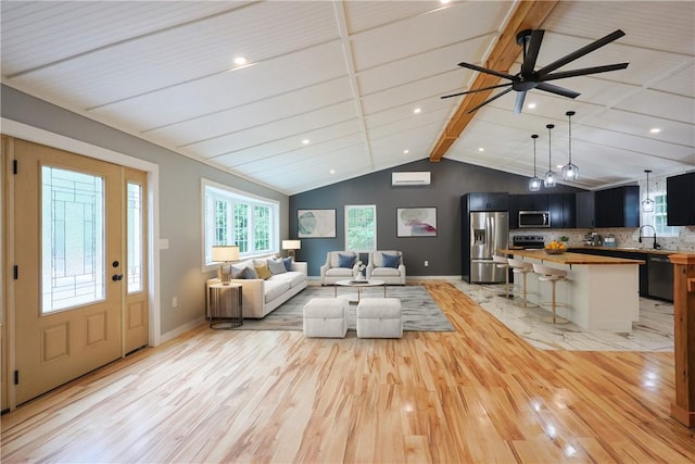 154 Foster Center Rd, Foster, RI 02825 - living area featuring light wood finished floors, ceiling fan, and recessed lighting