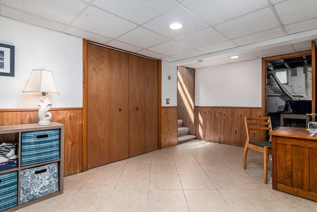 25 Sheffield Ave, North Providence, RI 02911 - office with wainscoting, wooden walls, and tile patterned flooring