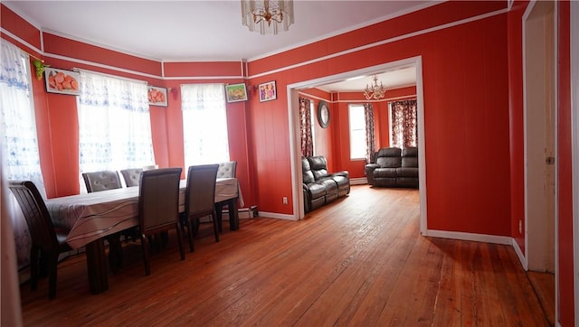 271 Union Ave, Providence, RI 02909 - dining space featuring a chandelier, hardwood / wood-style flooring, and crown molding