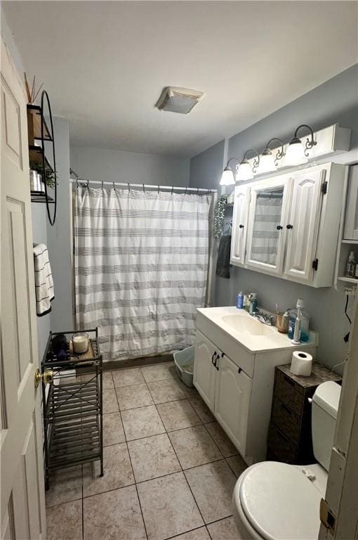 494 Grove St, Woonsocket, RI 02895 - bathroom with vanity, tile patterned floors, and a shower with shower curtain