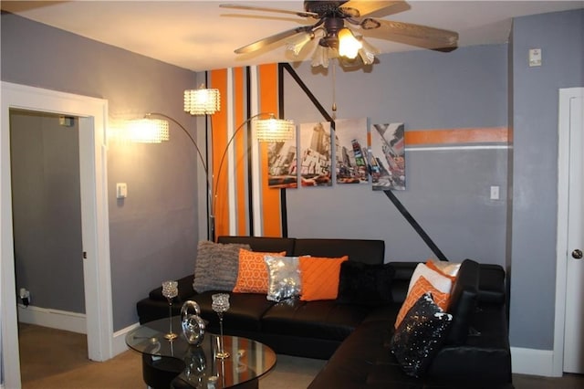 494 Grove St, Woonsocket, RI 02895 - living area featuring a ceiling fan and carpet
