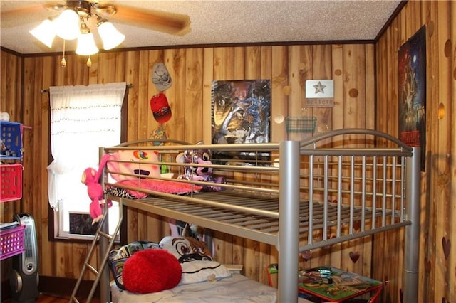 494 Grove St, Woonsocket, RI 02895 - bedroom featuring wood walls and a textured ceiling
