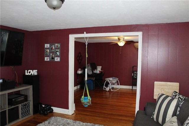 494 Grove St, Woonsocket, RI 02895 - living room with wood finished floors and ceiling fan