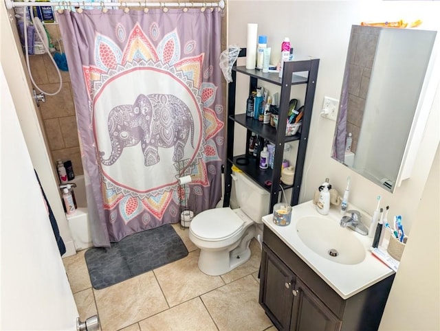 10 Stamford Ave, Providence, RI 02907 - full bath featuring vanity, shower / bath combination with curtain, and tile patterned flooring