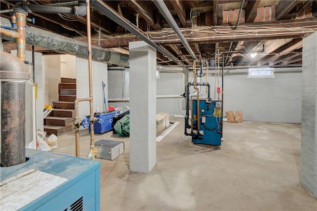 58 Cliffdale Ave, Cranston, RI 02905 - basement with a heating unit and stairway