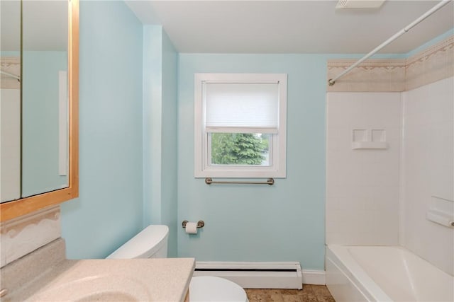 40 Lufkin Ct, Warwick, RI 02888 - full bath with a baseboard radiator, vanity, and shower / bath combination