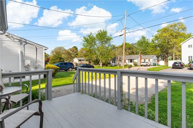 116 Balsam Rd, South Kingstown, RI 02879 - wooden deck featuring a residential view and a lawn