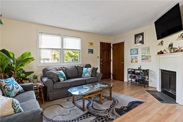 116 Balsam Rd, South Kingstown, RI 02879 - living room with wood finished floors and a fireplace with flush hearth