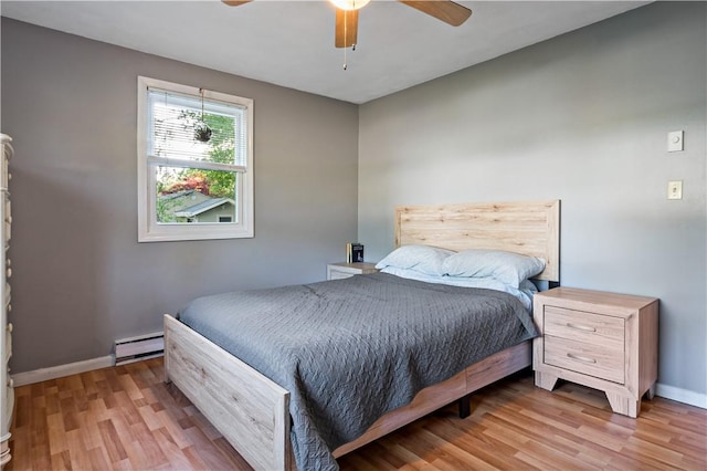 116 Balsam Rd, South Kingstown, RI 02879 - bedroom with wood finished floors, baseboard heating, and a ceiling fan