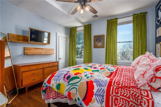 121 Doyle Ave Unit 2, Providence, RI 02906 - bedroom with multiple windows, dark wood-type flooring, and ceiling fan