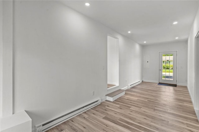 299 George Arden Ave, Warwick, RI 02886 - unfurnished room featuring a baseboard heating unit, light wood-style flooring, and recessed lighting