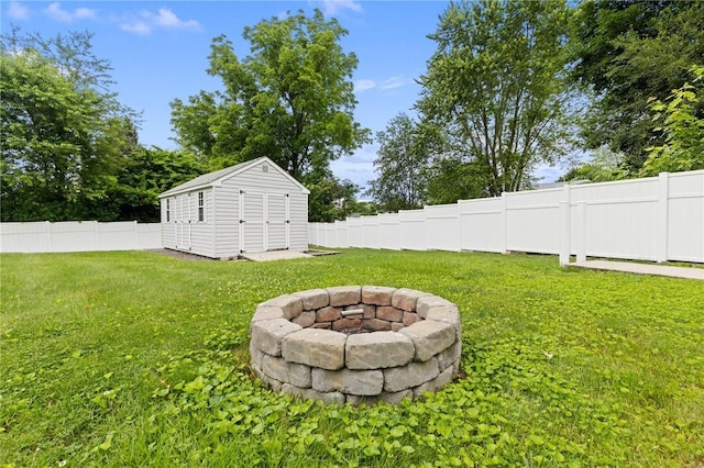 41 Valley View Dr, Cumberland, RI 02864 - fenced backyard with a fire pit and a storage unit