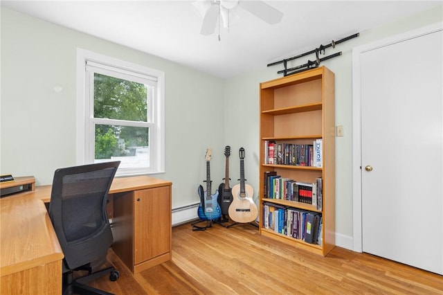 41 Valley View Dr, Cumberland, RI 02864 - office area with light wood-type flooring and a ceiling fan
