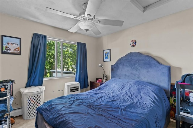4 Clarke St, Warwick, RI 02886 - bedroom featuring ceiling fan, baseboard heating, attic access, and carpet floors