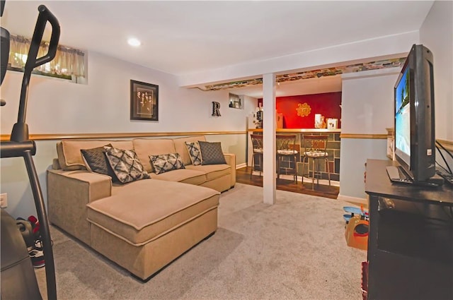 27 Observatory Rd, Warwick, RI 02888 - carpeted living room with a dry bar and recessed lighting
