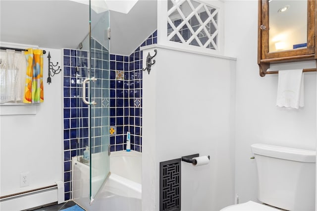 161 Ferncrest Ave, Cranston, RI 02905 - bathroom featuring baseboard heating and shower / bath combination with glass door