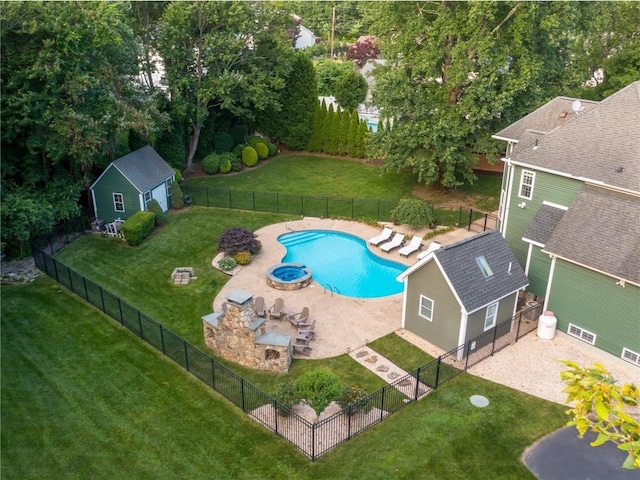 2 Medinah Dr, West Warwick, RI 02893 - view of pool with a patio area, a fenced backyard, and a pool with connected hot tub