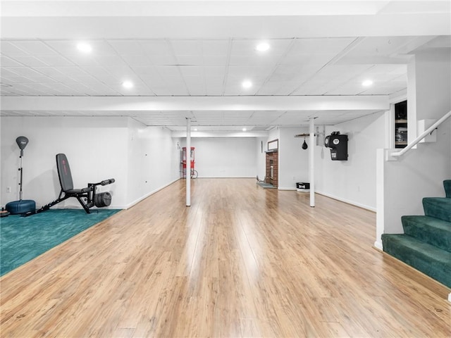 2 Medinah Dr, West Warwick, RI 02893 - exercise room with wood finished floors and recessed lighting