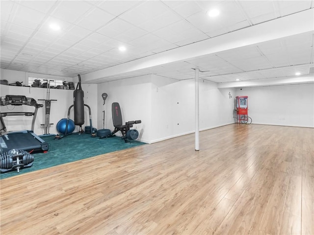 2 Medinah Dr, West Warwick, RI 02893 - workout area featuring wood finished floors and recessed lighting