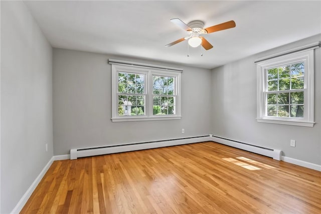 88 Grand View Rd, East Greenwich, RI 02818 - spare room with healthy amount of natural light, wood finished floors, ceiling fan, and a baseboard heating unit