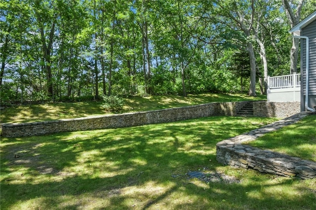 88 Grand View Rd, East Greenwich, RI 02818 - view of grassy yard featuring a deck