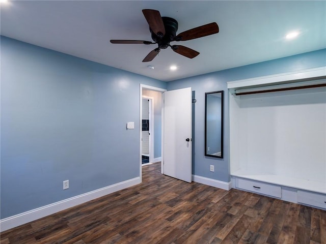 69 Haverhill Ave, Warwick, RI 02886 - unfurnished bedroom featuring wood finished floors, recessed lighting, and ceiling fan
