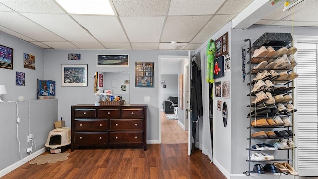 14 Deer Run Dr, Coventry, RI 02816 - hallway with a drop ceiling and dark wood-style flooring