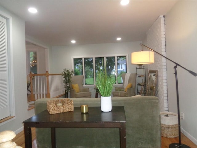 155 Lewiston St, Warwick, RI 02889 - living area featuring wood finished floors and recessed lighting