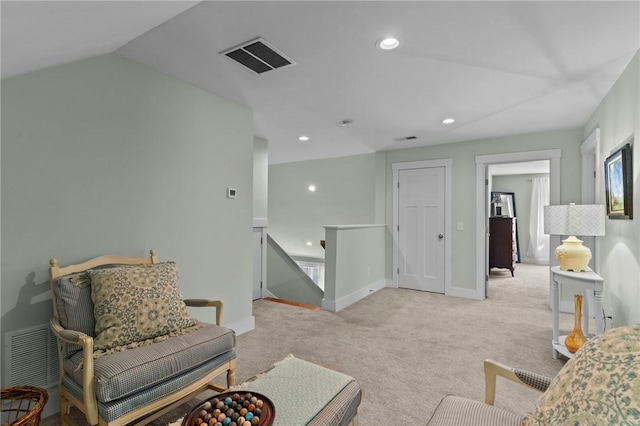 83 Silas Hill Way, Exeter, RI 02822 - living area with light colored carpet, vaulted ceiling, and recessed lighting