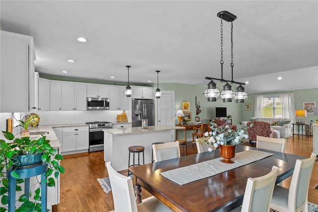 83 Silas Hill Way, Exeter, RI 02822 - dining area featuring dark wood-type flooring and recessed lighting