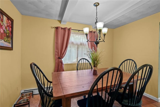 273 Main St, Cranston, RI 02823 - dining area featuring beam ceiling and a chandelier