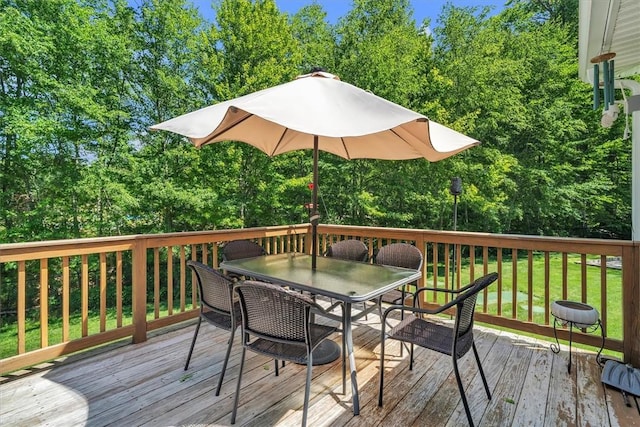1060 Joslin Rd, Burrillville, RI 02830 - wooden deck with outdoor dining space and view of scattered trees