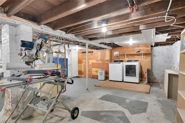 1 Slocum St, Newport, RI 02840 - unfinished basement featuring separate washer and dryer