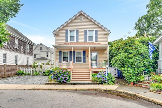 1 Slocum St, Newport, RI 02840 - view of front of home featuring covered porch