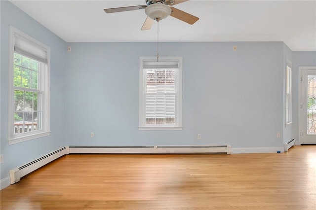 1 Slocum St, Newport, RI 02840 - spare room with light wood finished floors, ceiling fan, and a baseboard heating unit