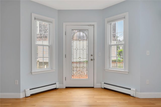 1 Slocum St, Newport, RI 02840 - foyer featuring a baseboard heating unit and wood finished floors
