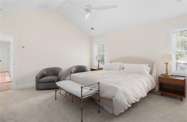 9 Scarlett Way, Cranston, RI 02921 - bedroom with vaulted ceiling, multiple windows, light colored carpet, and a ceiling fan