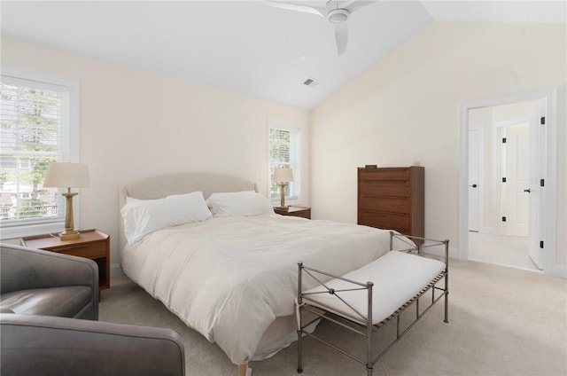 9 Scarlett Way, Cranston, RI 02921 - bedroom with vaulted ceiling, light colored carpet, and a ceiling fan