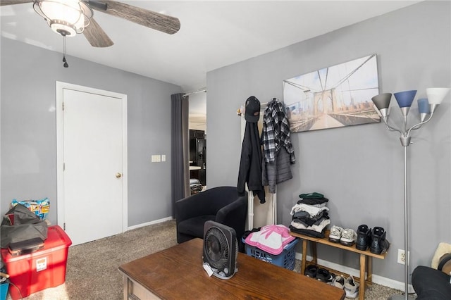 598 Laurel Hill Ave, Cranston, RI 02920 - carpeted living area with a ceiling fan and baseboards