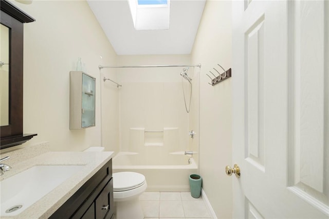 104 Conanicus Rd, Narragansett, RI 02882 - bathroom featuring vanity, tile patterned floors, shower / washtub combination, and a skylight