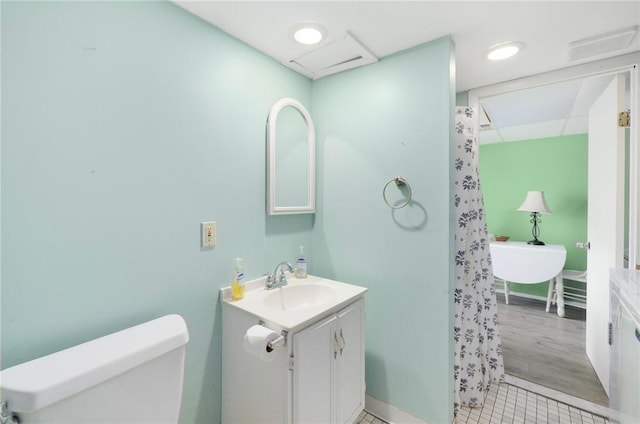 104 Conanicus Rd, Narragansett, RI 02882 - bathroom featuring vanity, curtained shower, and tile patterned flooring