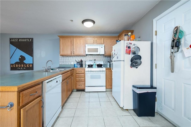 1 Fay St Unit 2, Worcester, MA 01604 - kitchen with white appliances, a peninsula, tasteful backsplash, and light tile patterned floors