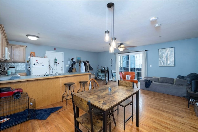 1 Fay St Unit 2, Worcester, MA 01604 - dining room with light wood-style floors and ceiling fan