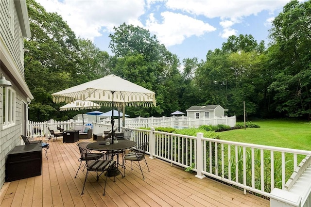 5 Havens Rd, Westerly, RI 02891 - deck featuring outdoor dining space and a fenced backyard